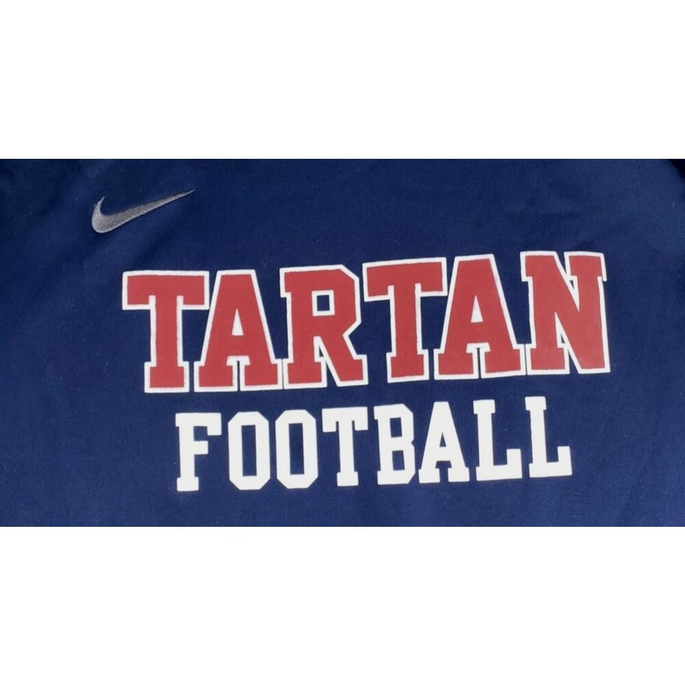 Nike Therma-Fit Tartan Football Hoodie Navy Blue Pullover Sweatshirt Men Size XL - Picture 3 of 6